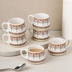 Turkish Ceramic Tea Cup Set of 6, 150 ML - The Earth Store - Tea Cups