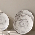 Brown Spiral Ceramic Dinner Plates Set of 4 (10.5") – Microwave Safe