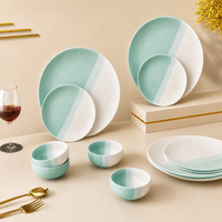 TT Green Matte Ceramic Dinner Set 12 Piece for Family of 4