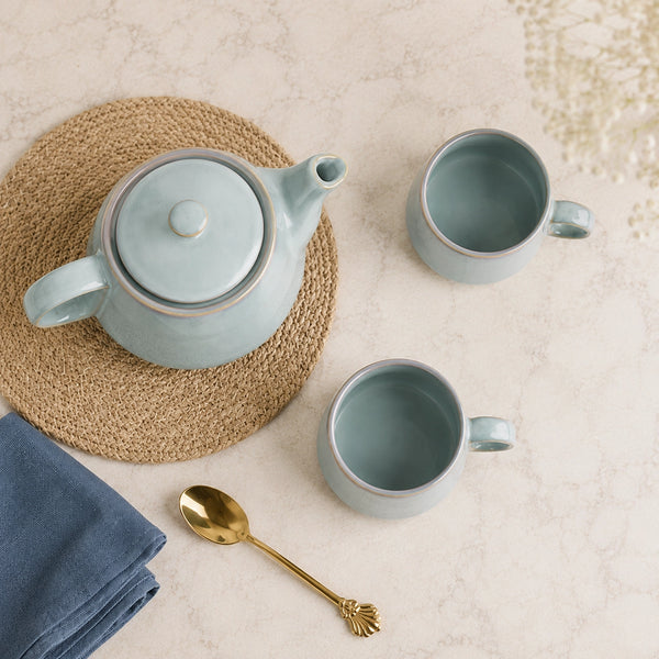 Grey Glaze Ceramic Tea Set | Kettle & 2 Cups (400ml)