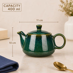 Green Glaze Ceramic Tea Set | Kettle & 2 Cups (400ml)