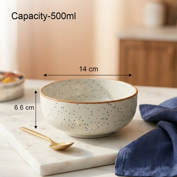 White Matte Brown Ceramic Bowl Set Of 4
