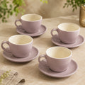 Solid Lavender Ceramic Cappuccino Cup & Saucer Set of 4