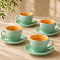 Mint Novelle Ceramic Cappuccino Cup & Saucer Set of 4