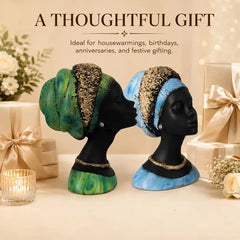 Regal Noir & Gold Sculptural Bust Duo