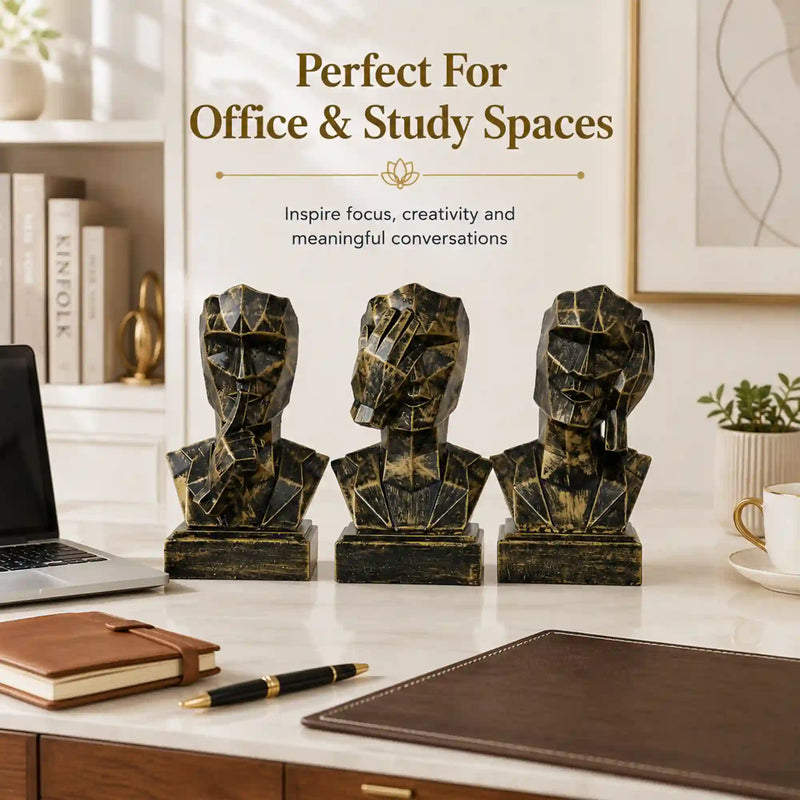 Geometric Mindful Thinker Sculpture Trio
