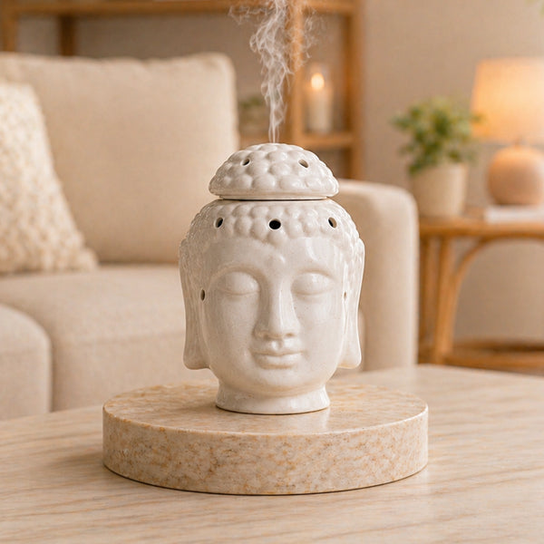 Electric Buddha Ceramic Aroma Diffuser & 5 Essential Aroma Oils Set