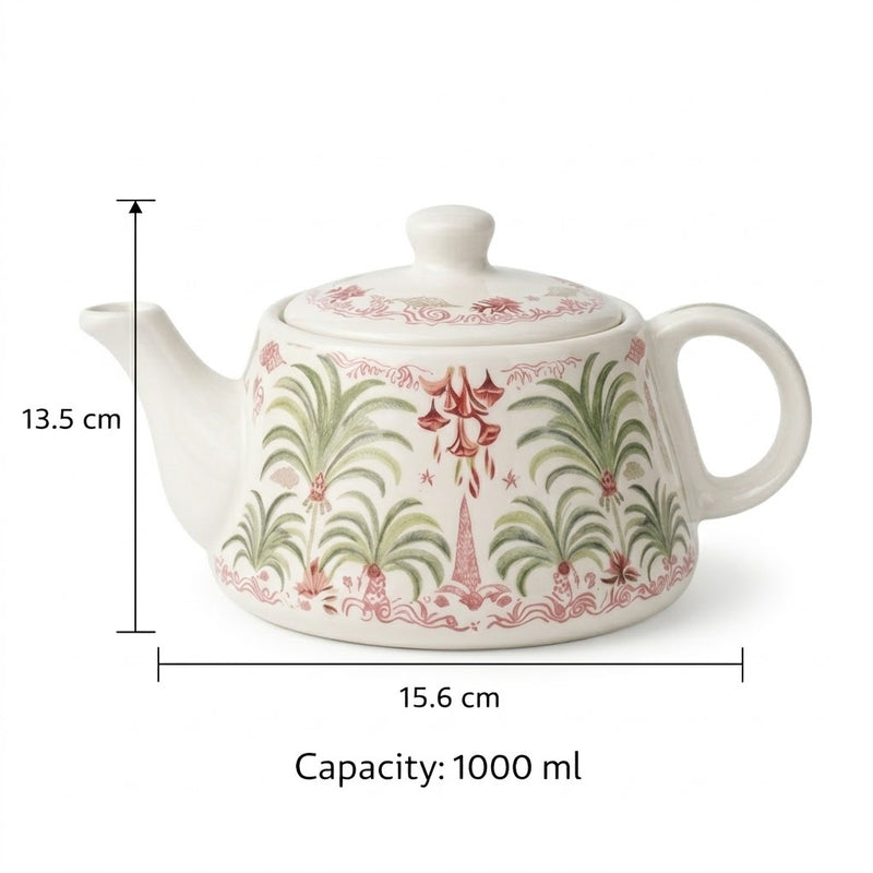 Tropical Morning Ceramic Tea Kettle Cup Set of 6