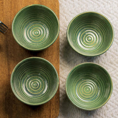 Sage Green Ceramic Snack Bowl Set of 4 (400ML) - The Earth Store - Bowls