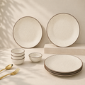 Creme Matte Ceramic Dinner Set 8 Piece for Family of 4