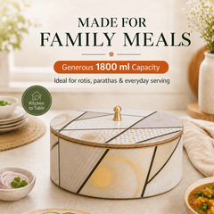 Geometric Elegance Wooden Casserole with Lid - 1800 ml