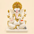 Ganesha: Premium Marble-Finish Idol with Gold Accents