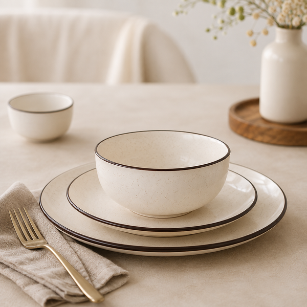 Dinner Sets Cream Ceramic 21 Piece Plates Set for Six