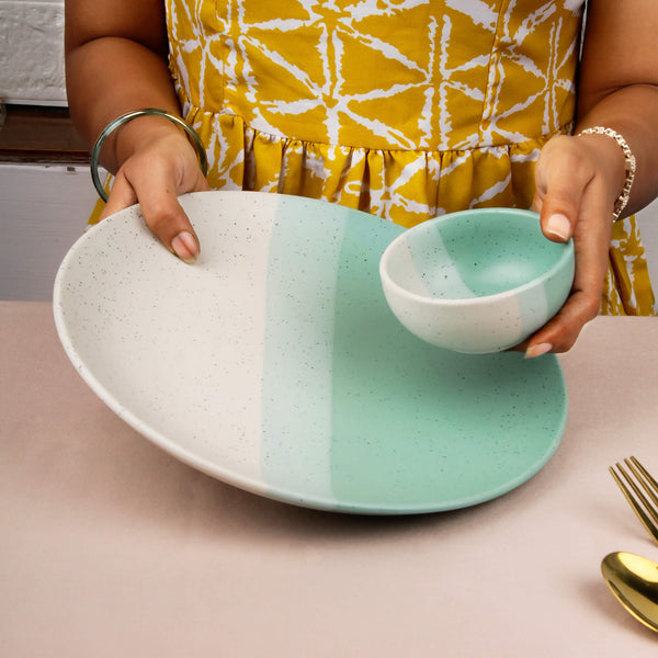 TT Green Matte 21-Piece Ceramic Dinner Set For 6
