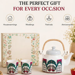 Peagal Glass Ceramic Tea Set with Kettle (6 Cups & 1 Kettle)