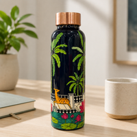 Palm Grove Copper Water Bottle | Pichwai Art Design | 900ml