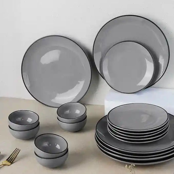 Grey Marble 18-Piece Ceramic Dinner Set For 6