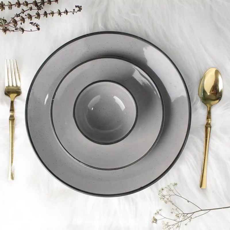 Grey Marble 18-Piece Ceramic Dinner Set For 6