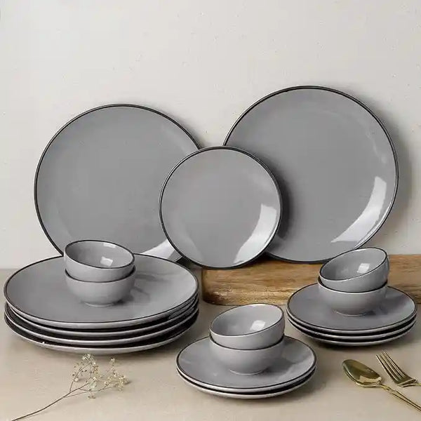 Grey Marble 18-Piece Ceramic Dinner Set For 6