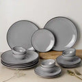Grey Marble 18-Piece Ceramic Dinner Set For 6