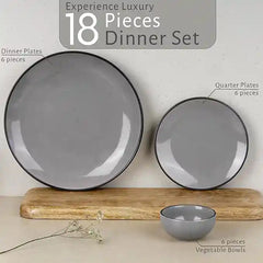 Grey Marble 18-Piece Ceramic Dinner Set For 6