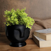 Black Human Face Ceramic Planter
