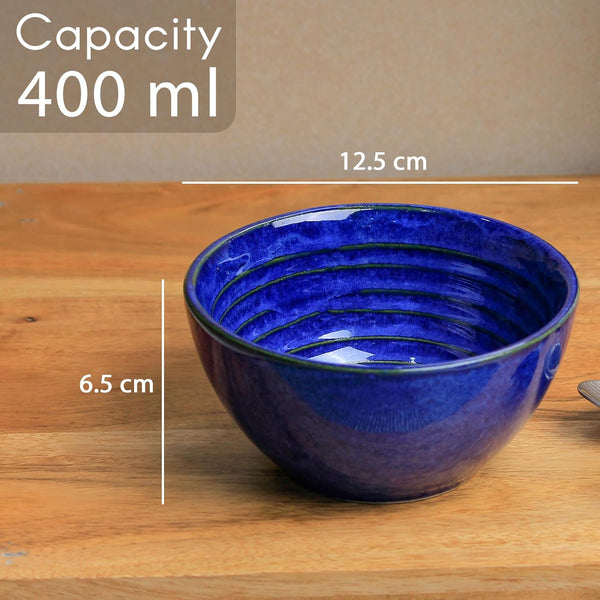 Blue Ceramic Snack Bowl Set of 4 (400ML) - The Earth Store - Bowls