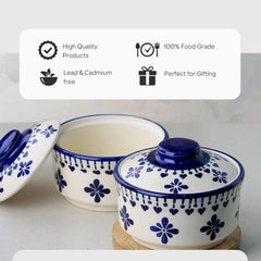 Blue Drape Multipurpose Ceramic Donga Set of 2, 500 ML - The Earth Store - Donga