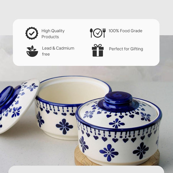 Blue Drape Multipurpose Ceramic Donga Set of 2, 500 ML - The Earth Store - Donga