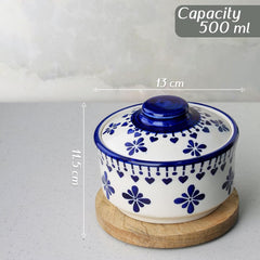 Blue Drape Multipurpose Ceramic Donga Set of 2, 500 ML - The Earth Store - Donga