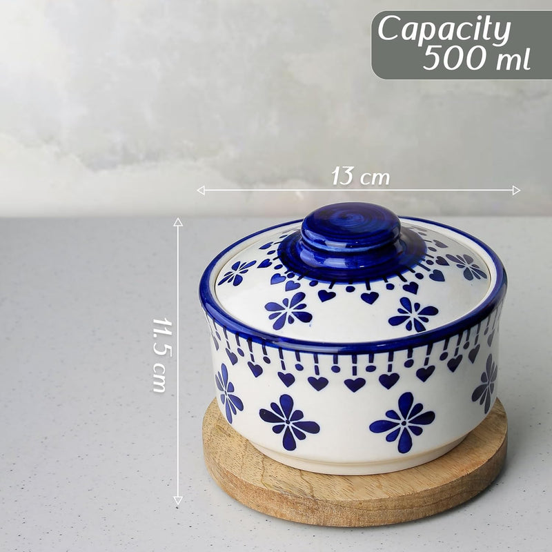 Blue Drape Multipurpose Ceramic Donga Set of 2, 500 ML - The Earth Store - Donga