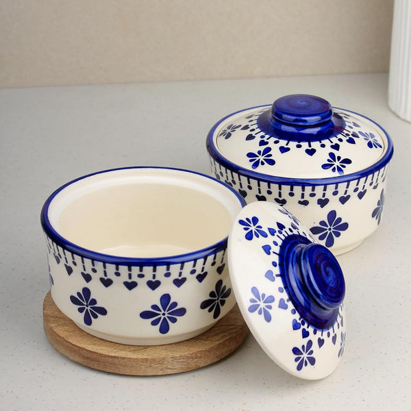 Blue Drape Multipurpose Ceramic Donga Set of 2, 500 ML - The Earth Store - Donga