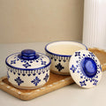 Blue Drape Ceramic Donga Set of 2, 500 ML