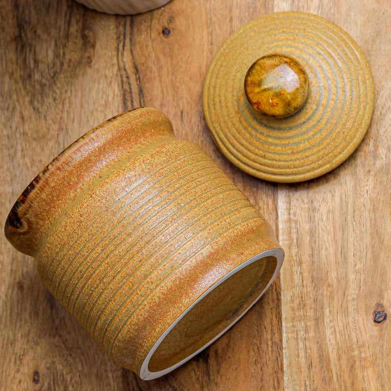 Brown Ceramic Pickle Jar (1000 ML) with Lid - The Earth Store - Multipurpose Jars