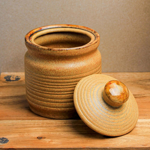 Brown Ceramic Pickle Jar (1000 ML) with Lid - The Earth Store - Multipurpose Jars