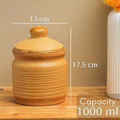Brown Ceramic Pickle Jars Set of 2 (1000 ML Each) with Lid - The Earth Store - Multipurpose Jars