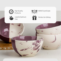 Dual Tone Magenta Italian Ceramic Bowl Set of 4 – 580ML