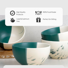 Dual Tone Teal Italian Ceramic Bowl Set of 4
