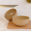Caramel Grooved Ceramic Bowl Set of 2