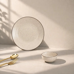 Creme Matte Ceramic Dinner Set 12 Piece for Family of 4