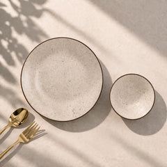 Creme Matte Ceramic Dinner Set 12 Piece for Family of 4