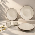 Creme Matte Ceramic Dinner Set 8 Piece for Family of 4