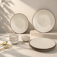 Creme Matte Ceramic Dinner Set 8 Piece for Family of 4