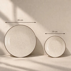 Creme Matte Ceramic Dinner Set 12 Piece for Family of 4