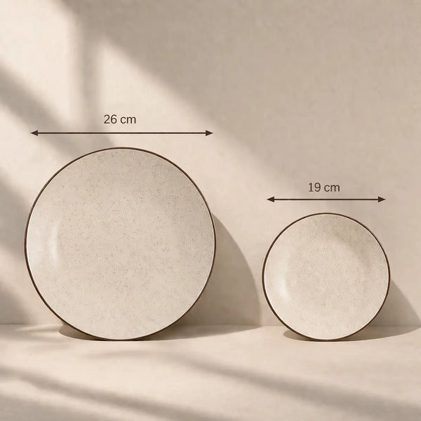 Creme Matte Ceramic Dinner Set 12 Piece for Family of 4