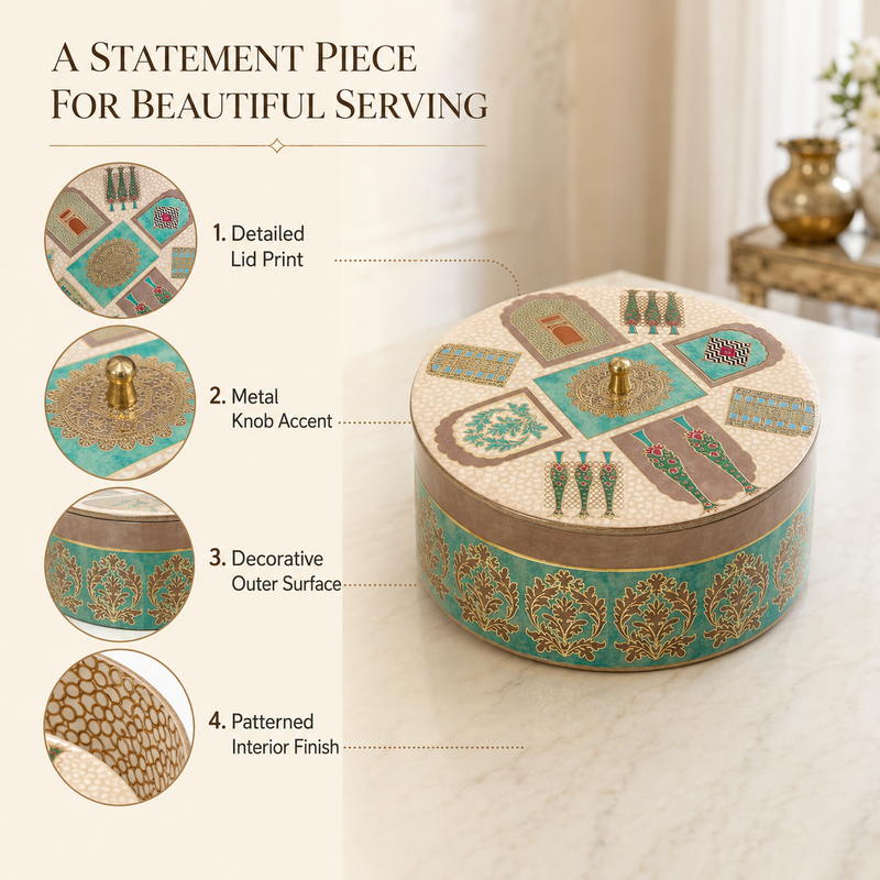 Mughal Heritage Wooden Casserole with Lid - 1800 ml
