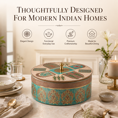 Mughal Heritage Wooden Casserole with Lid - 1800 ml