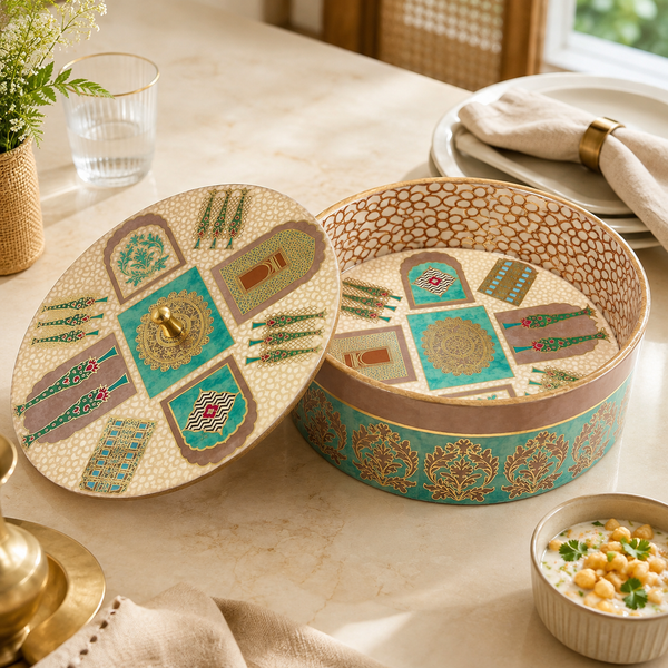 Mughal Heritage Wooden Casserole with Lid - 1800 ml