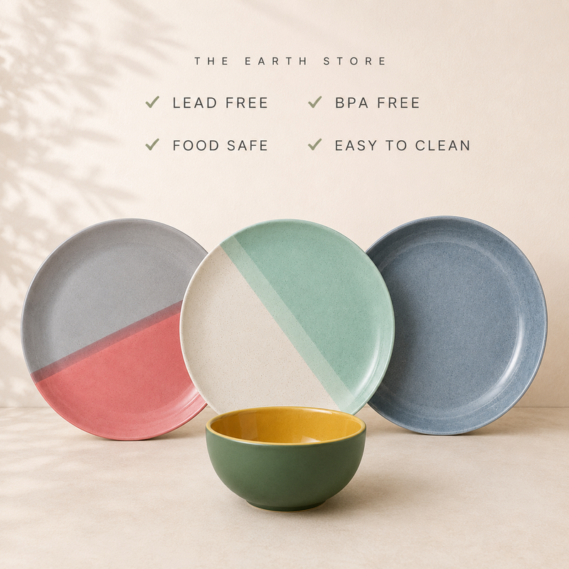 Organic Grey Ceramic Quarter Plates - Set of 2