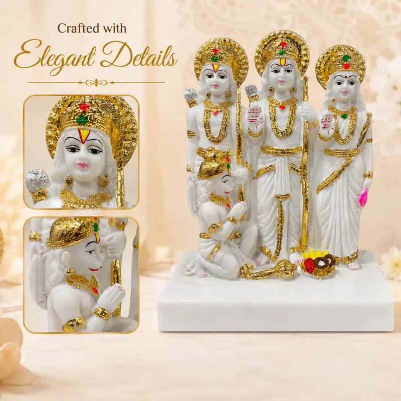 Ram Darbar Idol: Premium Glossy Marble Finish with Gold Detailing